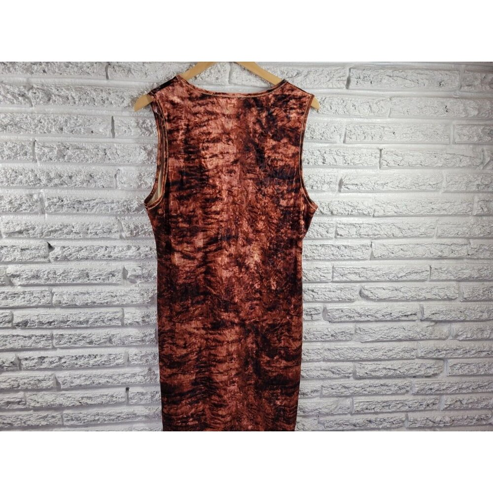 Shein Curve Women's 2XL Brown Watercolor Maxi Dress Sleeveless V-Neck WAT114XE - Picture 7 of 11